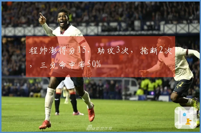程帅澎得分15，助攻3次，抢断2次，三分命中率50%